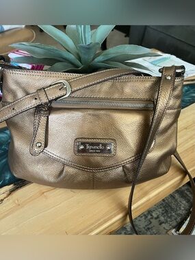 Tignanello Metallic Bronze Leather Crossbody  Bag